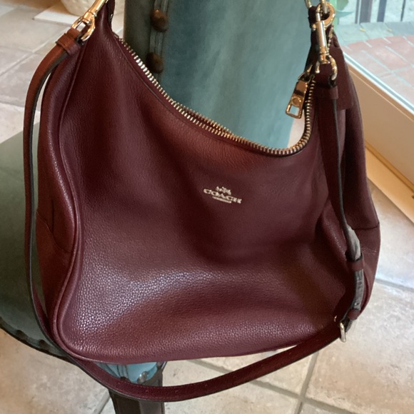 Coach curved eggplant shoulder bag, silver accents - Picture 3 of 4